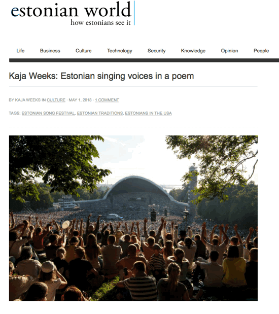 Estonian World Kaja Weeks Voices Poem